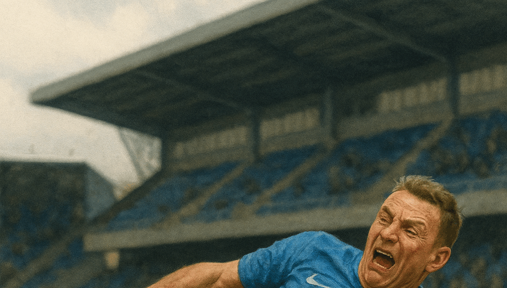 Molde-spiller sklir på smeltende snø ved Aker Stadion under cupkamp